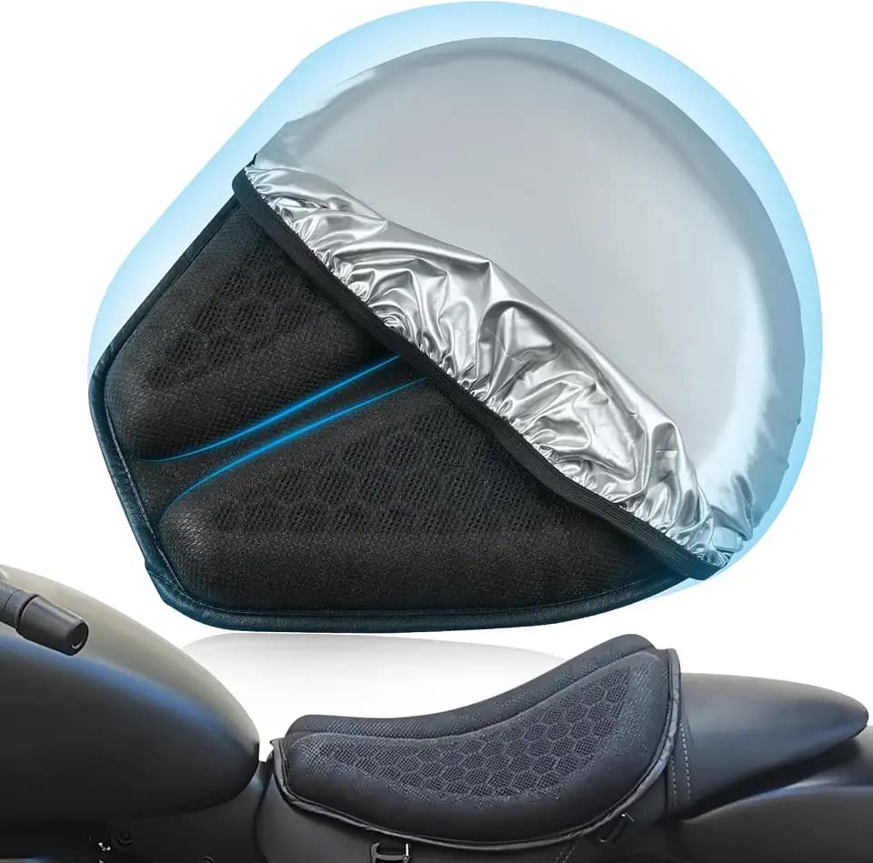 Motorcycle Seat Cushion with UV Protection & Waterproof Cover
