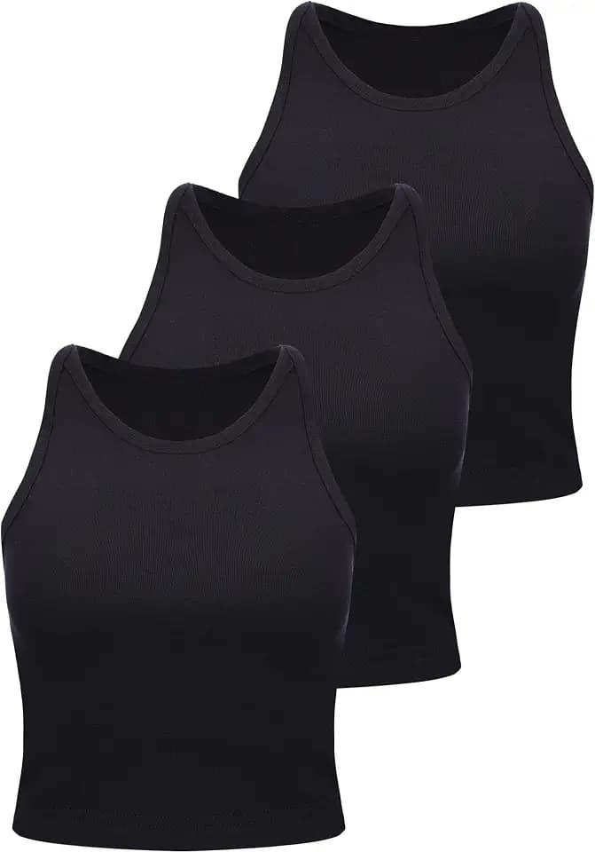 Boao 3 Pieces Women Basic Crop Tank Tops