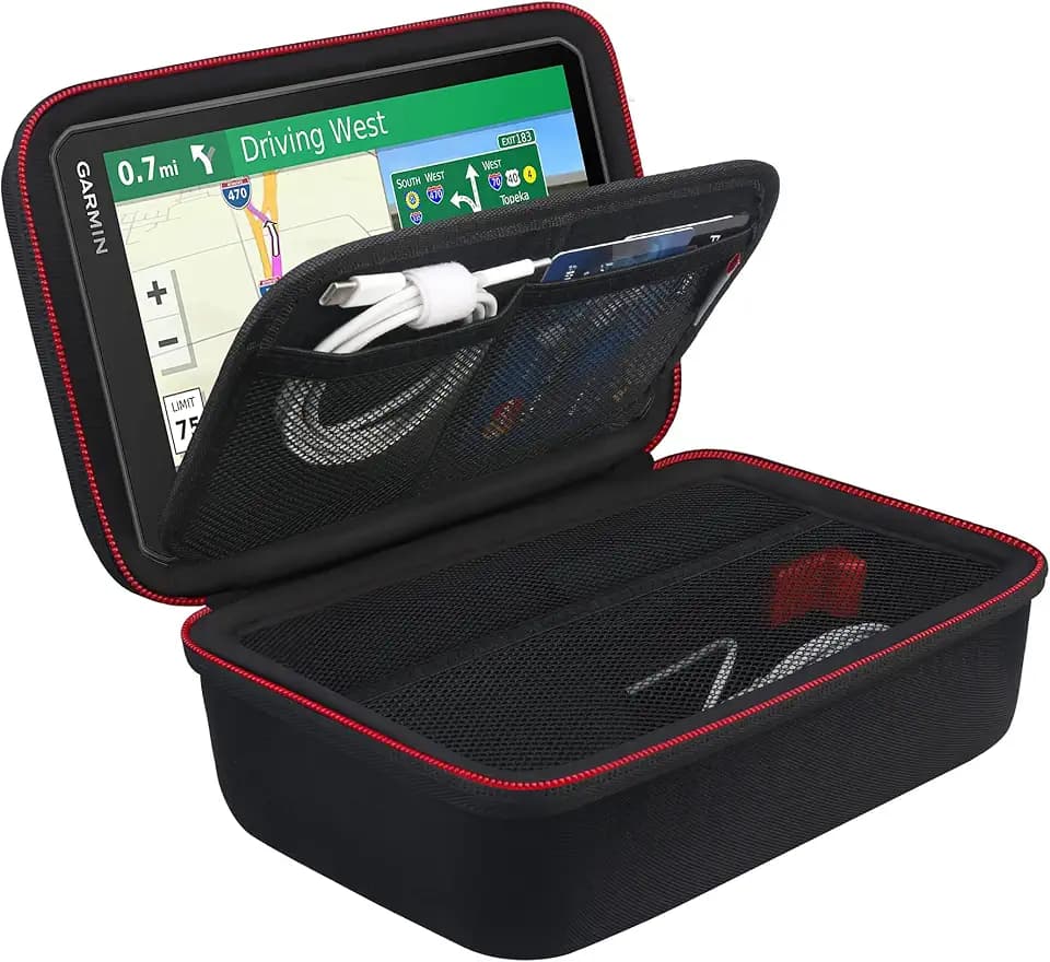 BOVKE GPS Tasche für 6-7 Zoll TomTom Pkw-Navi GO Classic 2nd/GO Expert Plus/GO Navigator/GO Classic Lite/GO Professional 2. Generation/GO Advanced, Garmin DriveSmart 76/66, Camper 795, Schwarz+Schwarz