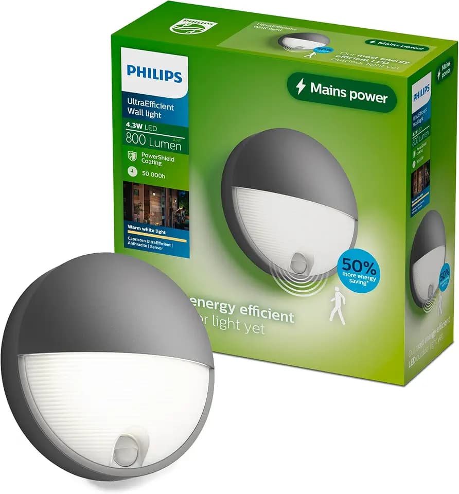 PHILIPS Capricorn LED Außen-Wandleuchte mit Bewegungsmelder, Anthrazit