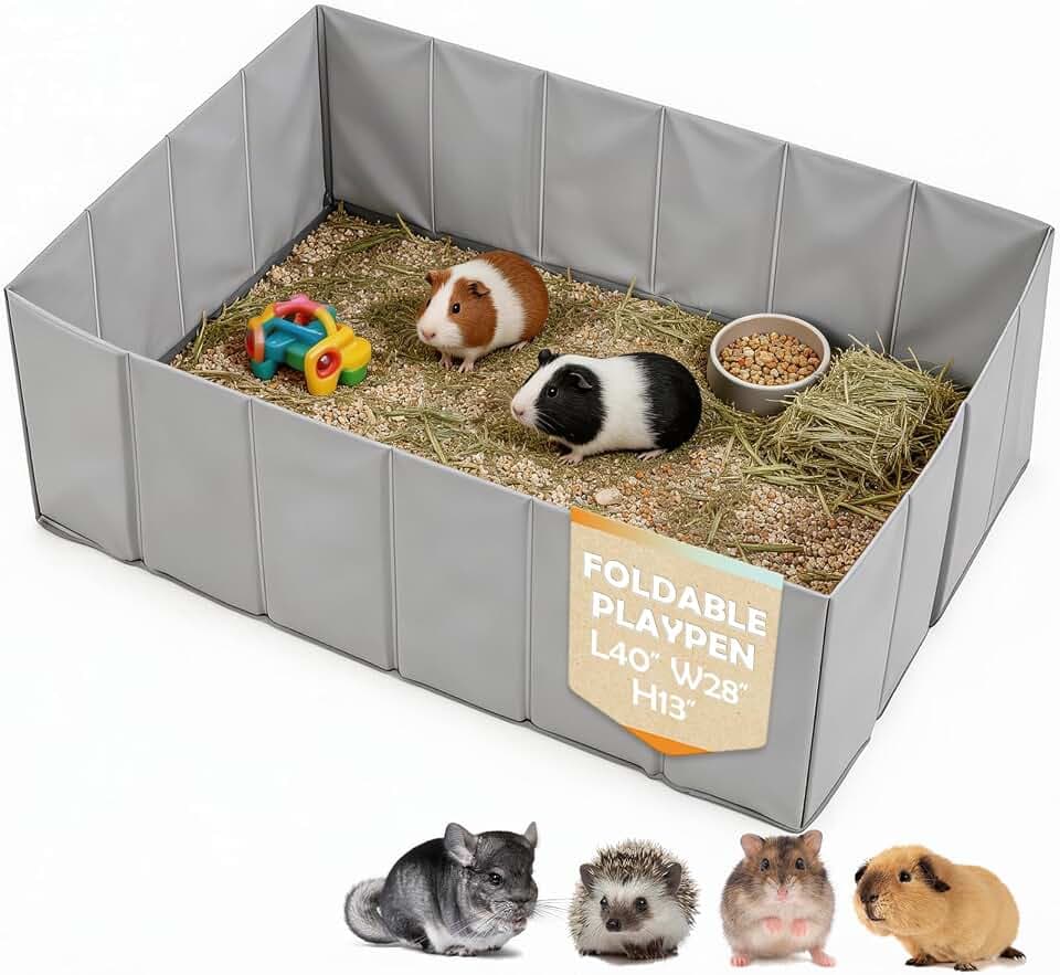 MEEXPAWS Small Animal Playpen, Portable Hamster Guinea Pig Cage for Travel
