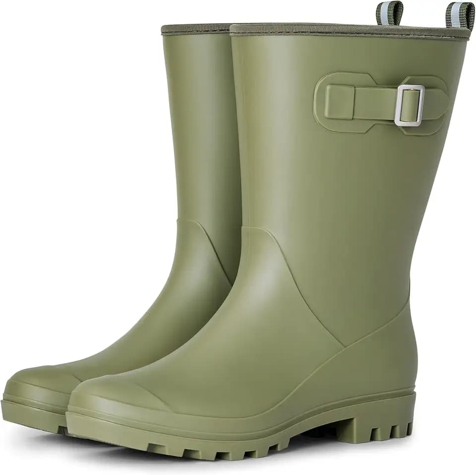 planone Wide Calf Rain Boots for Women, Waterproof Mid-Calf Garden Boots