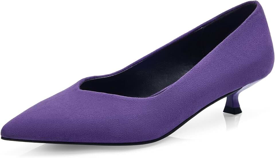 GENSHUO Women's Kitten Heels Closed Pointed Toe Pumps, 1 Inch Low Heel Dress Shoes, Wedding Formal Work Holiday Comfortable Fashion