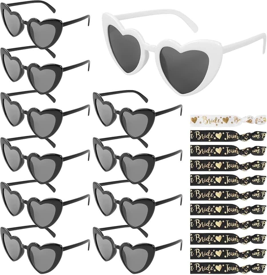 22 Stück Brille Team Armbänder Set Retro JGA JGA Sonnenbrille für Junggesellinnenabschied Hochzeit