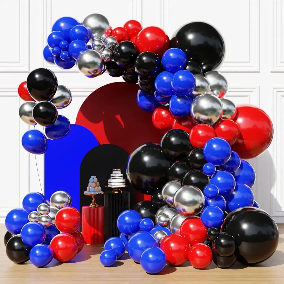 Black and Red Blue Balloon Arch Kit, Birthday Party Balloons