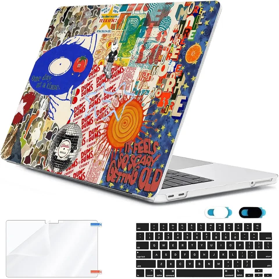 Compatible with 2026 MacBook Neo 13 inch Case Model A3404 with A18 Pro Chip, Precision Fit & Anti-Crack Hard Shell Pattern Case & Keyboard Cover& Screen Protector &Webcam Cover, Retro Puzzle