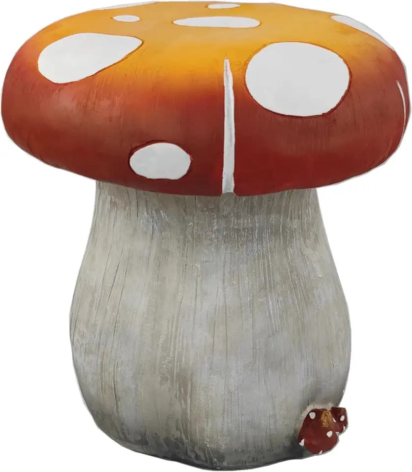 13.3”H Mushroom Stool Large Mushroom Statue Outdoor Garden Decor