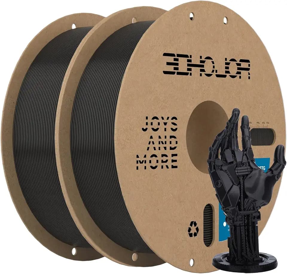 3DHoJor PETG Filament 1.75mm 2KG Schwarz Hohe Zähigkeit 3D Druck Filament