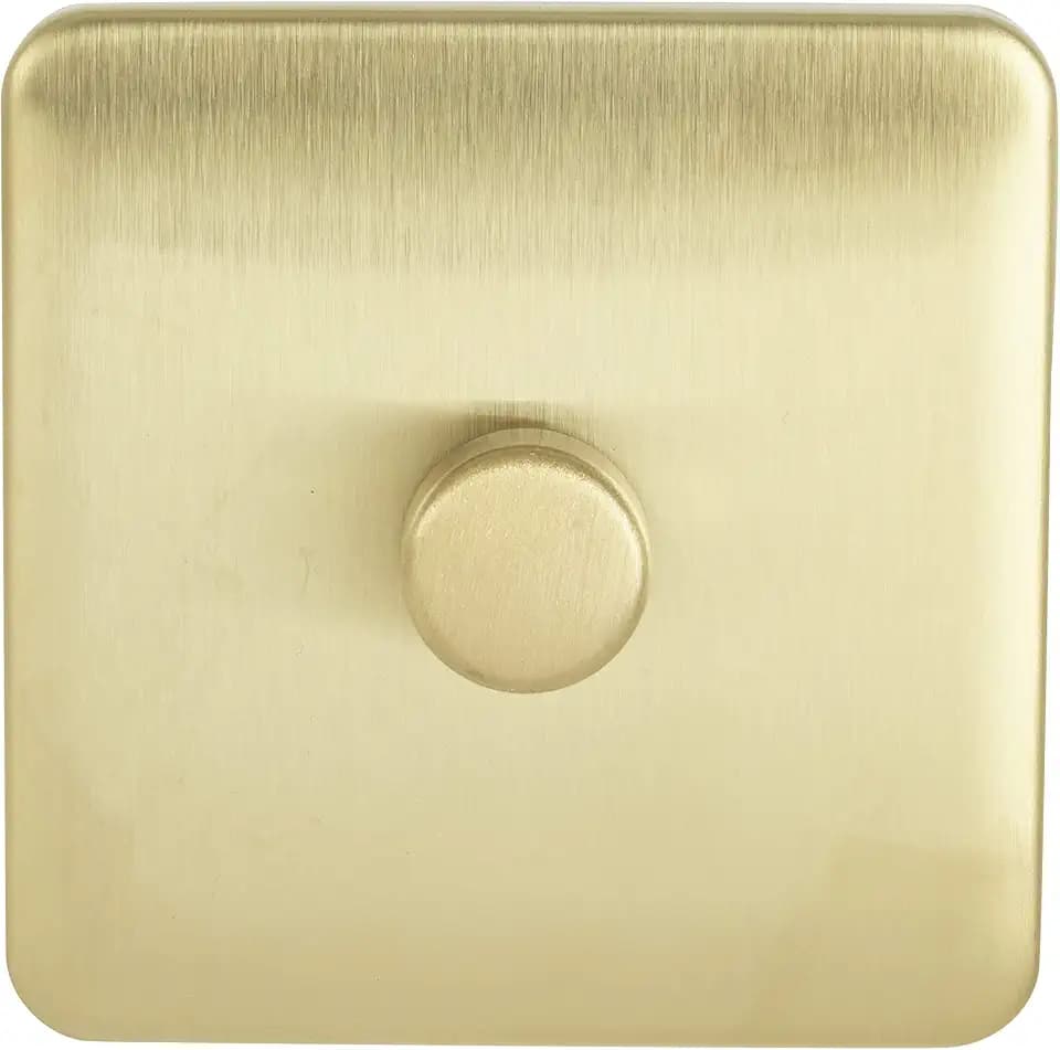 Schneider Electric GGBL6012LMSBS schraubenlose Lisse-Abdeckung, LED-Dimmer, 1-Gang, 2-Wege, 100 W/VA, Satin Messing
