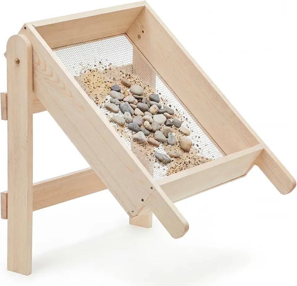 Sintuff Wooden Archaeological Sifting Screen, 24" x 20" Rocking Soil Sifter with Legs, 1/4" Stainless Steel Wire Mesh Dirt Sifter for Garden Fossil Hunting Gold Panning Compost Rock Gravel Sifting