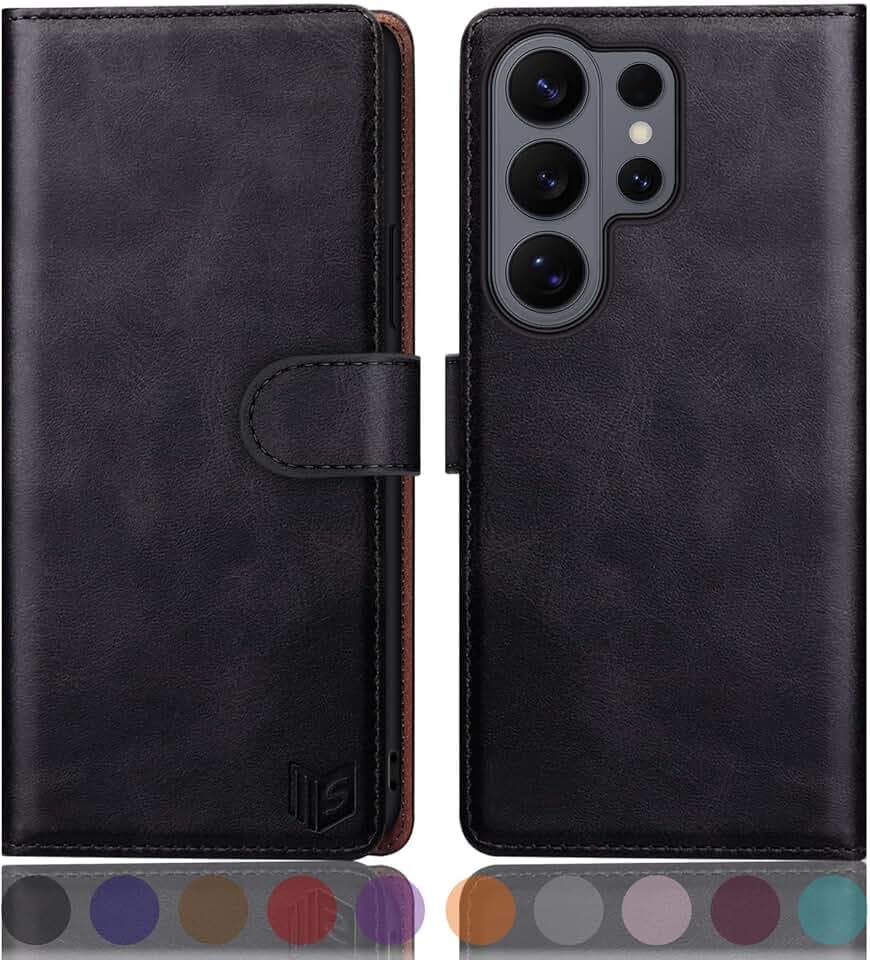 SUANPOT Compatible with Samsung Galaxy S26 Ultra Wallet case with RFID Blocking Credit Card Holder,Flip Book PU Leather Protective Cover Women Men for Samsung S26 Ultra Phone case Black