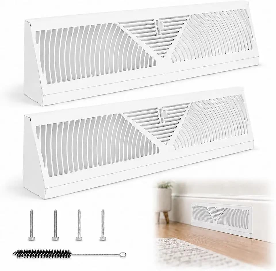 Baseboard Diffuser 18 Inch, 2 Pack White Baseboard Register Vent for Home