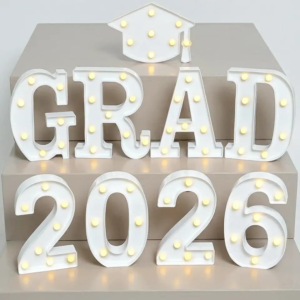 KatchOn, White Light Up 2026 Grad Sign - 8.5 Inch 2026 Light Up Sign Graduation Marquee Letters Class of 2026 Graduation Decorations 2026 Grad Light Up Letters for Graduation Party Supplies