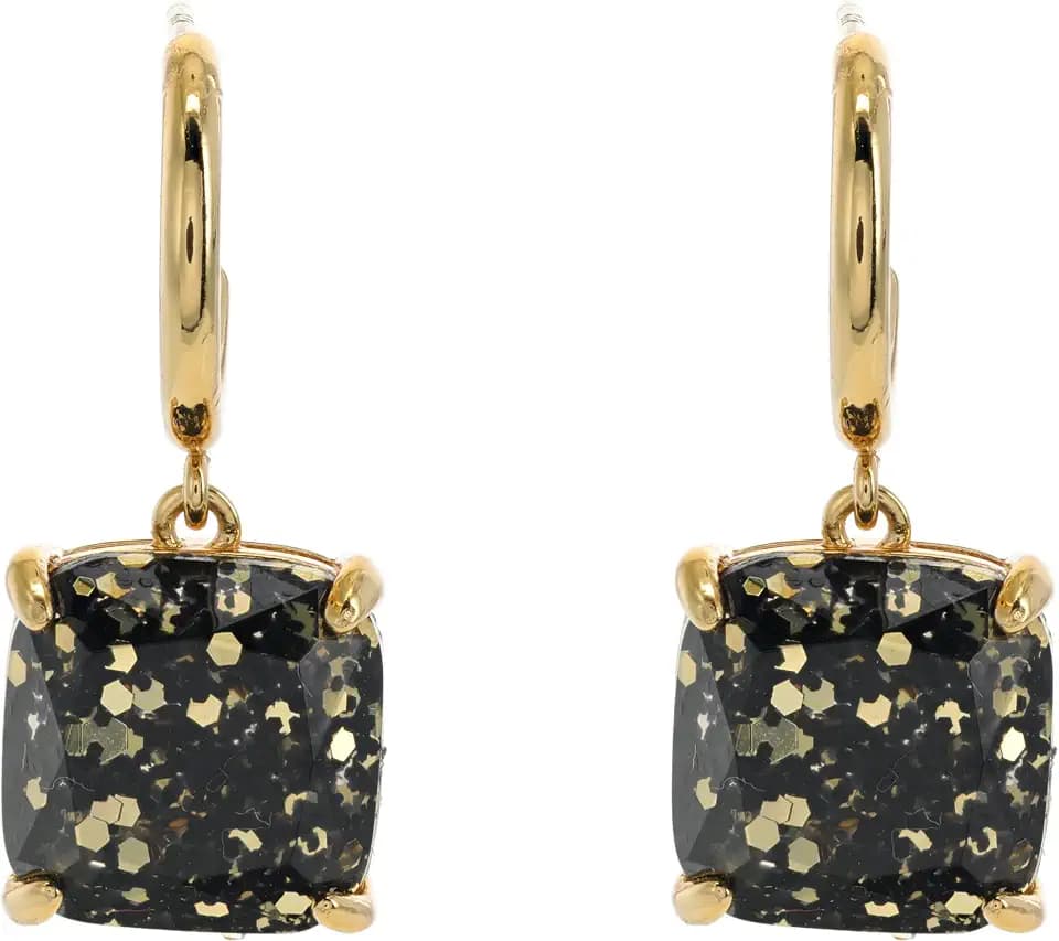 Kate Spade New York Mini Small Square Huggies Earrings Black Glitter One Size