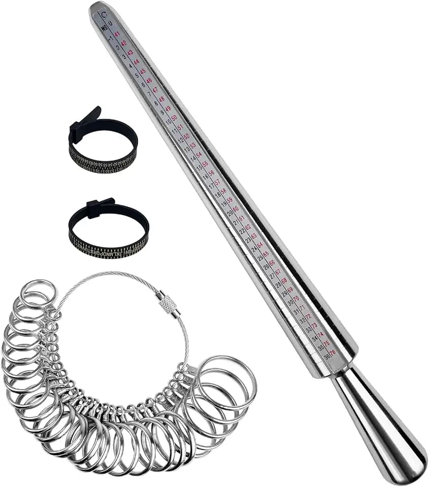 Ringgrössenmesser Set, 4 Stück Ringmesser Finger, Ring Sizer, Ringgrössenmesser Deutsche Größen, Kunststoff-Ringmaß und Ringdorn for Measuring Ring Diameters, Size Standard UK, EU, USA