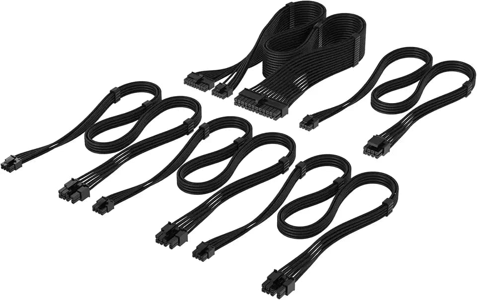 Corsair Elite Premium Type 5 Individual Sleeved PSU Cable Starter Kit – Low-Profile Cable Combs, Triple-Mesh Paracord Sleeve, Compatible Type 5 PSUs – Black
