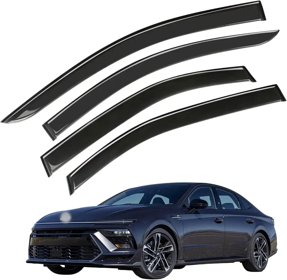 Window Visor Wind Deflector, 4PCS Tape-On Rain Guards for 2013 2014 2015 2016 2017 Honda Accord, Outside Mount Sun Shade Side Window Vent Visors, Black
