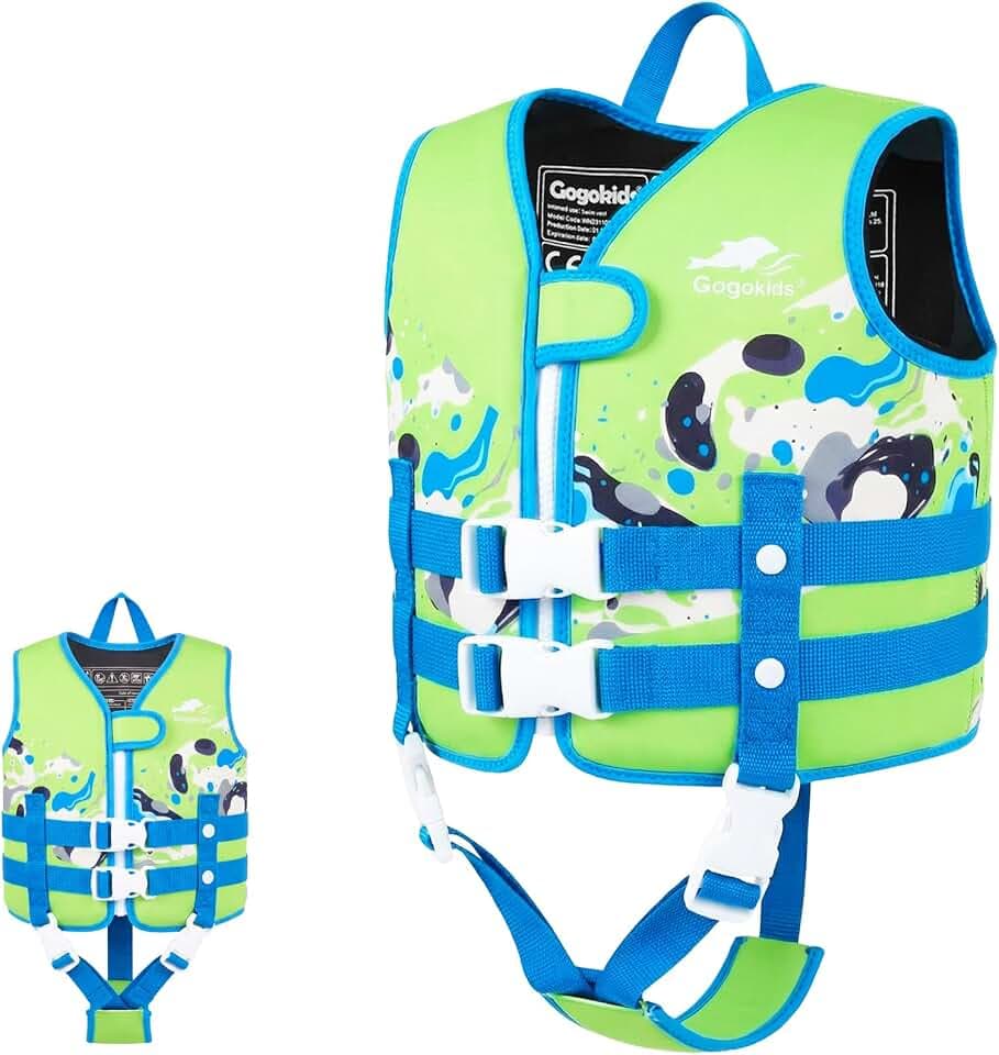 Gogokids Schwimmweste für Kleinkinder für 1–5 Jahre 15-30kg, Kinder Schwimmjacke mit Doppelt Verstellbarer Strapze, Schwimmhilfe für Baby, Mädchen Jung verstellbare Pool-Weste für Pool & Strand