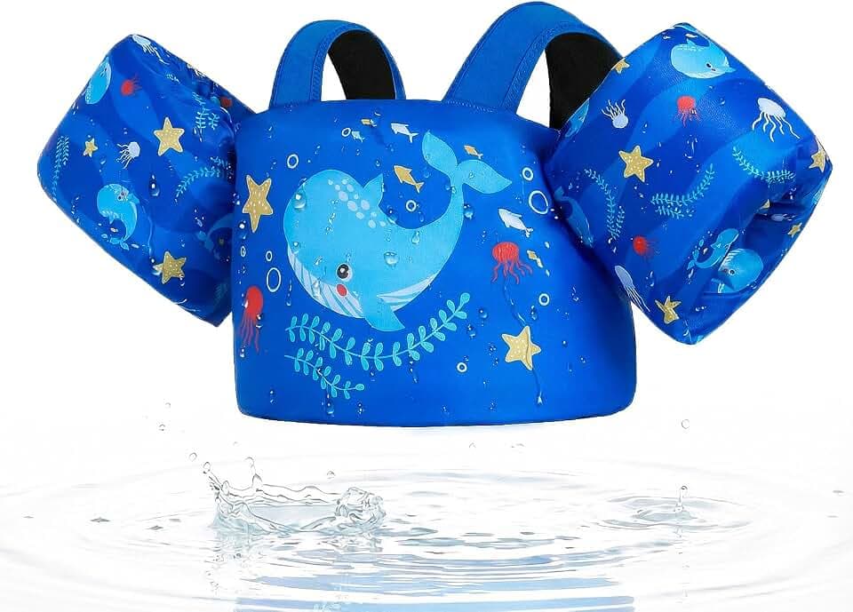 Gogokids Toddler Swim Vest for Kids 24-66 lbs, Swimming Puddle Float Jumper[Secure Adjustable Fit] Pool Floats with Arm Floaties Swim Jacket Water Wings for Kids Swimmies Children Boys Girls 1-6 Years