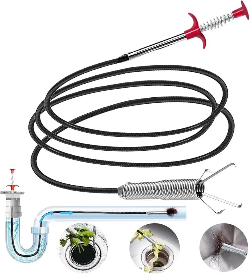 Drain Snake，116" Flexible Grabber Claw Tool Reacher Drain Snake Hair Drain Clog Remover for Toilet Sewer Shower Kitchen Bathroom Tub Clogged Drains Opener Cleaning Tool