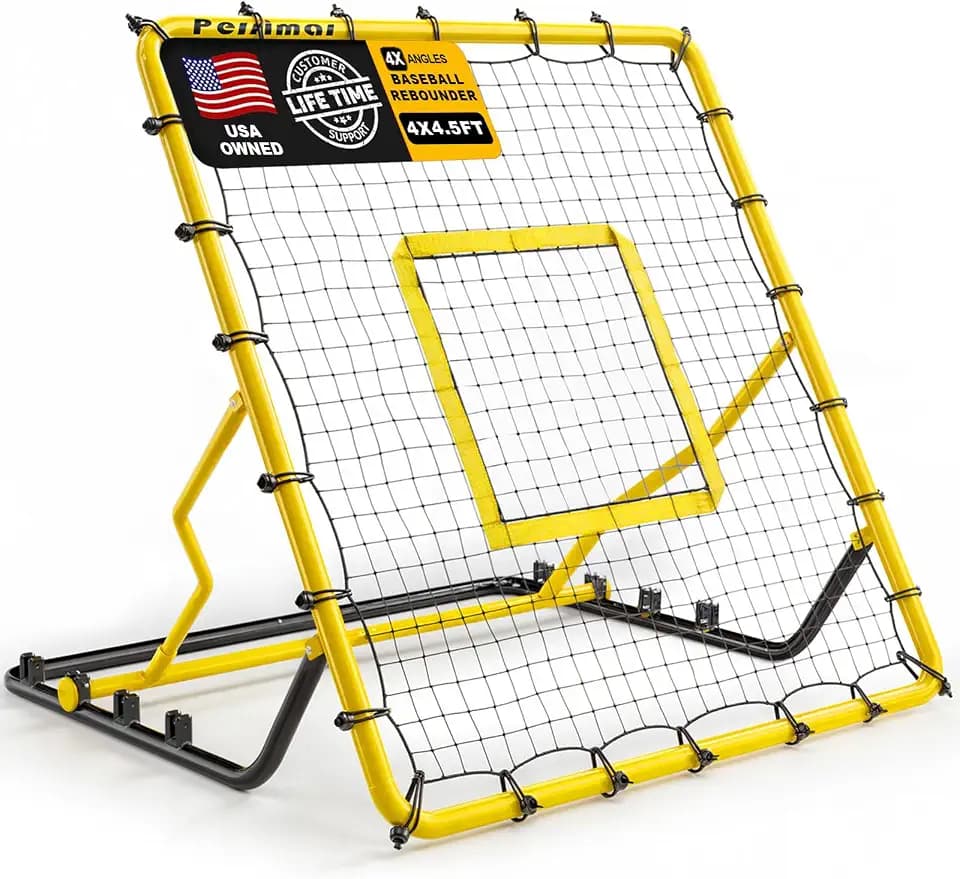 Baseball Softball Rebounder Pitch Back Net,4x4.5FT Adjustable Throw Trainer