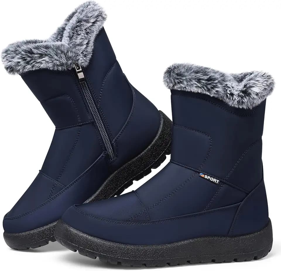 SHIBEVER Women's Winter Snow Boots: Waterproof Fur-Lined Ankle Booties
