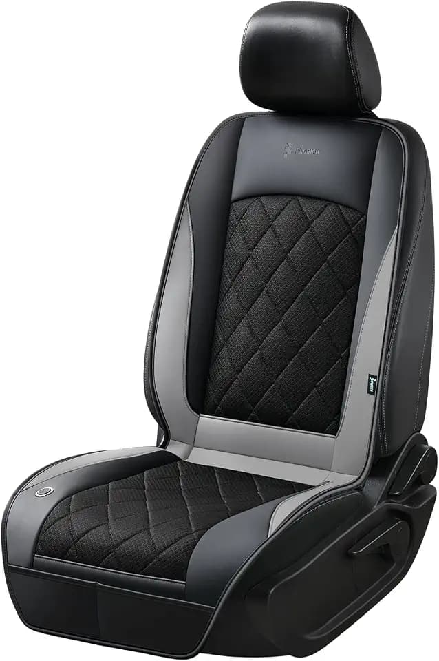 [2026 Upgrade] Cooling Car Seat Cover Ventilated Seat Cushion Summer Driving 12V-24V Ventilated Car Seat Cushion with 2 Powerful Turbo Fans with 3-Speed Adjustable Universal Fit Most Car-Slight Black