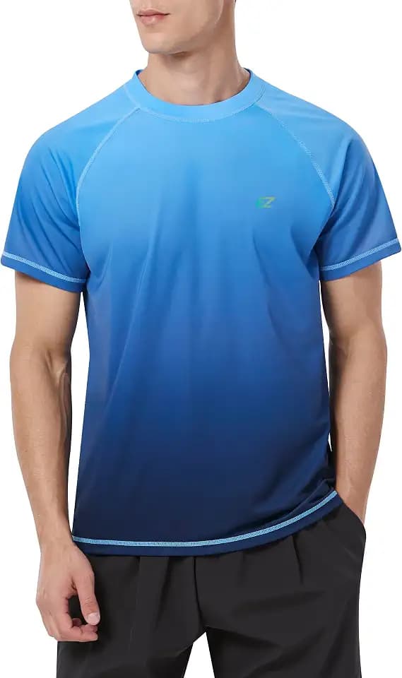 EZRUN Men's Swim Shirts UPF 50+ Rash Guard Quick Dry Short Sleeve