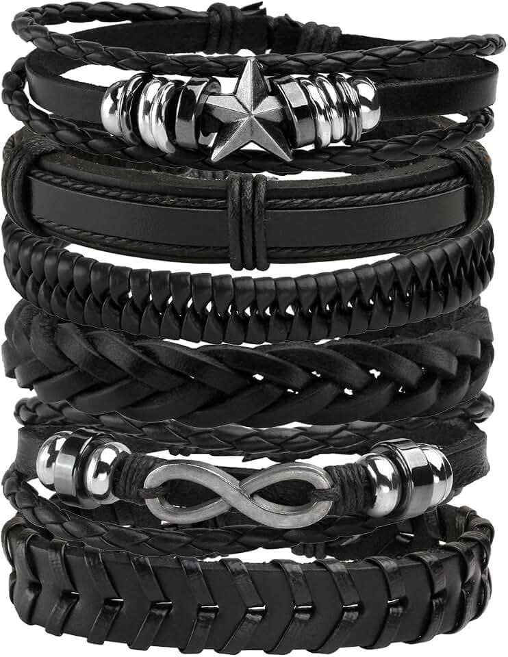 Geflochtenes Lederarmband Punk Goth Rope Wrap Armband Armbänder Männer Frauen Verstellbar