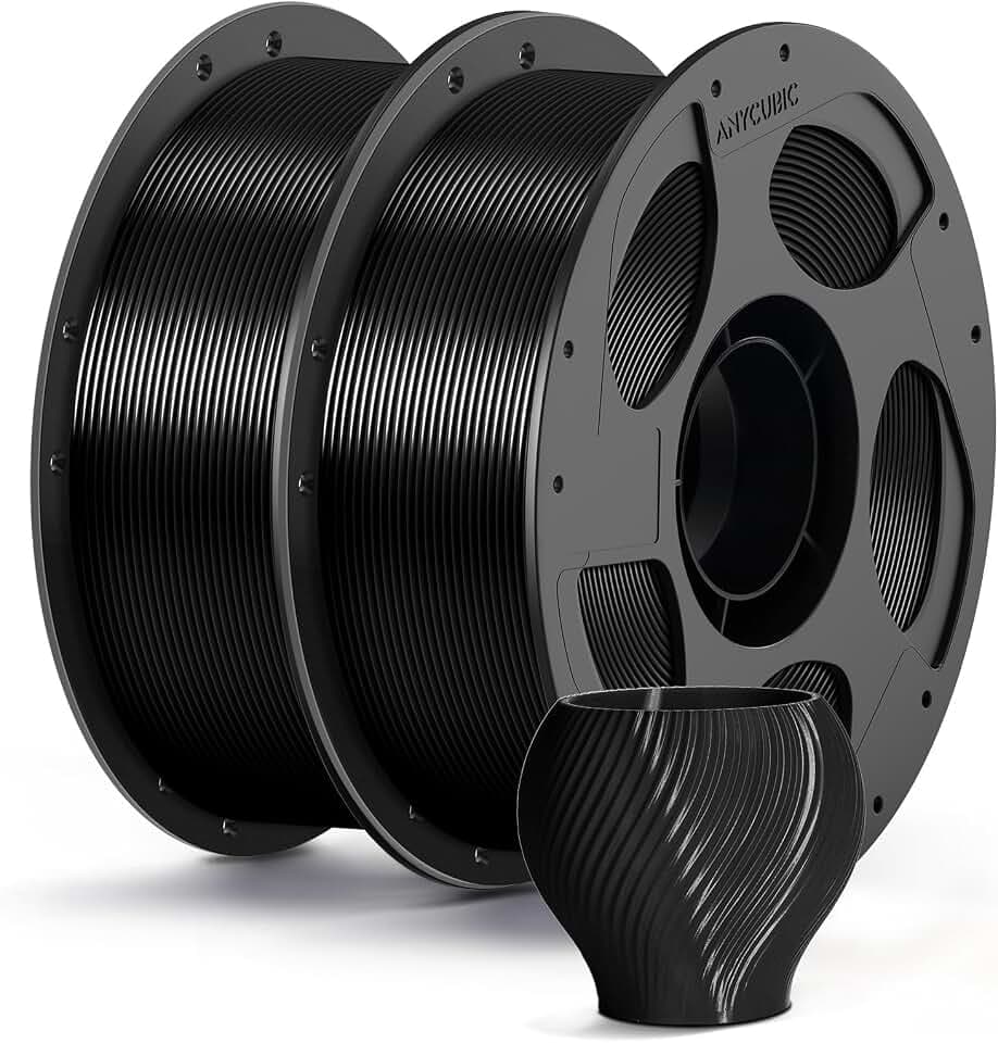 ANYCUBIC PETG Filament 1,75mm, Hohe Zähigkeit, Hoher Glanz, 2KG Schwarz