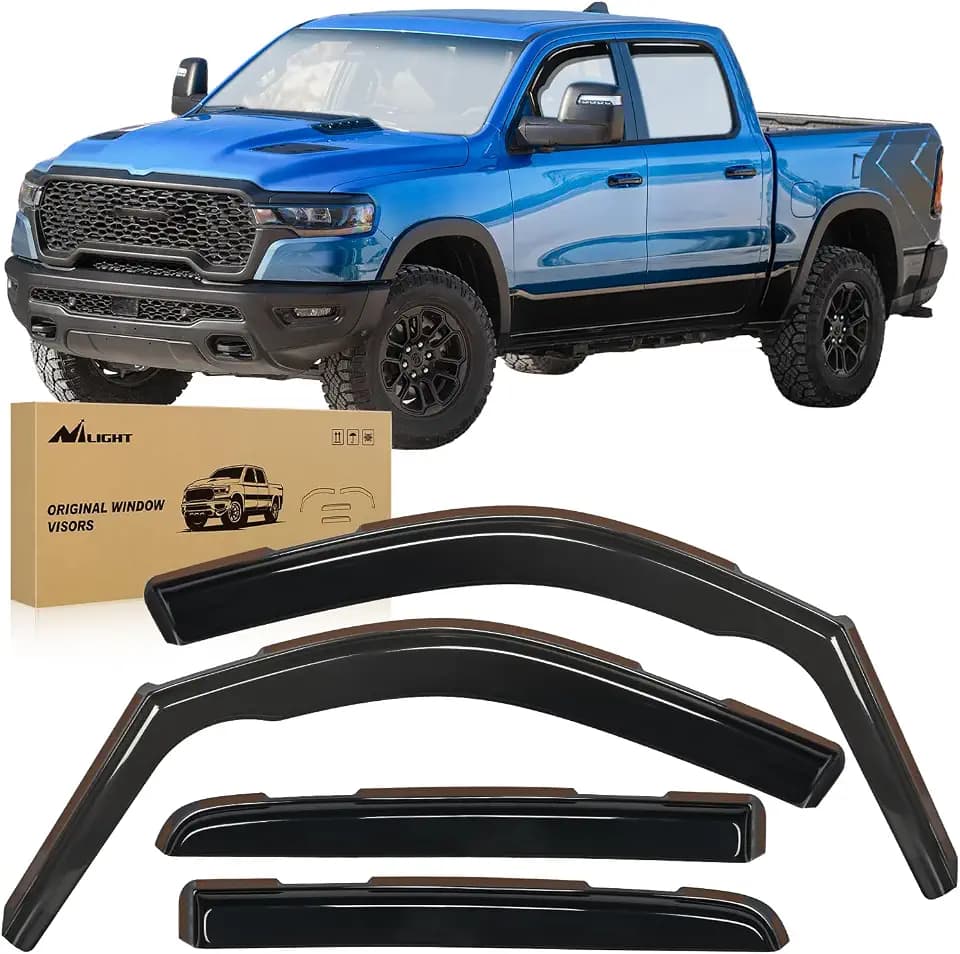 Nilight in-Channel Rain Guards for Dodge Ram 1500 Crew Cab 2019-2026, 4PCS