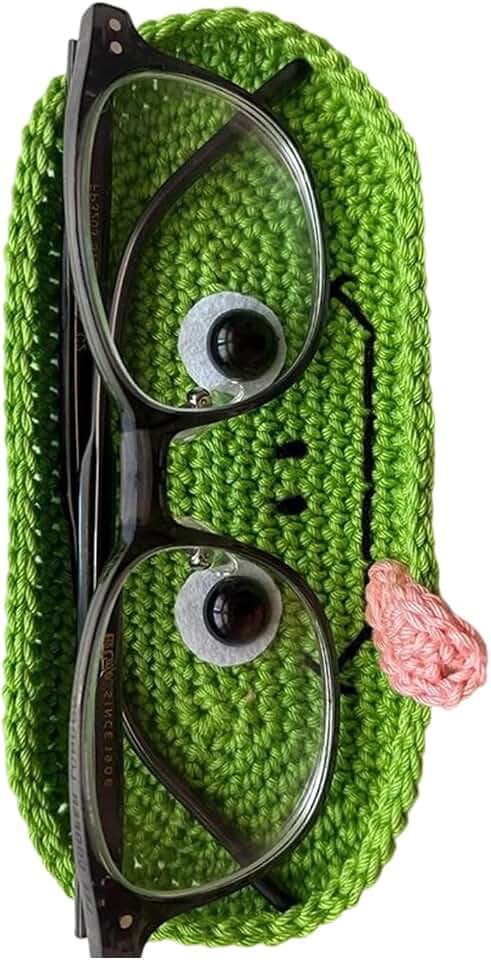 Handgemachter gehäkelter Brillenhalter mit süßem Tiermotiv, Brillenschutz-Aufbewahrungstablett für den Schreibtisch zu Hause, Brillen-Organizer, Geschenk