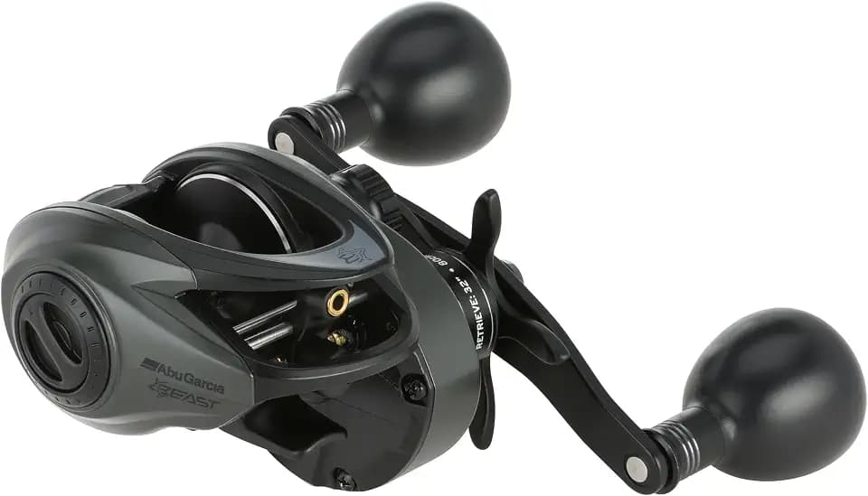Abu Garcia Beast Low Profile Baitcasting-Rolle | Rolle zum Angeln auf Raubfische im Süß- und Salzwasser | Übersetzungsverhältnis 7,3:1 | Power Stack Carbon-Bremse | Mehrere Größen