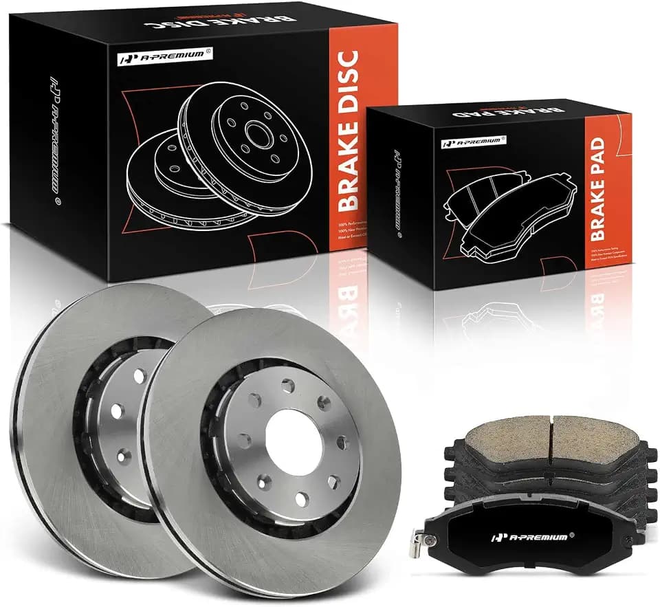 A-Premium 10.07 In (256mm) Front Vented Brake Rotors and Ceramic Pads Kit