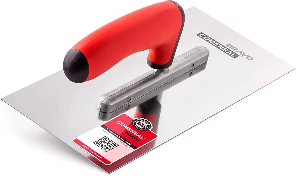 COMENSAL Glättekelle Rostfreie - Profi Edelstahl Glättkelle -Trockenbau Werkzeug - Glättscheibe Traufel - Ergonomisch Griff - Made in EU - 270 x 130 mm