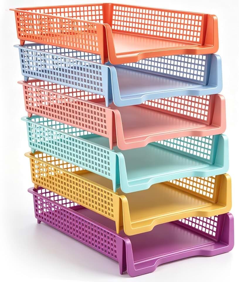 Geetery Turn in Trays Classroom, Wildflower Color, Set of 6