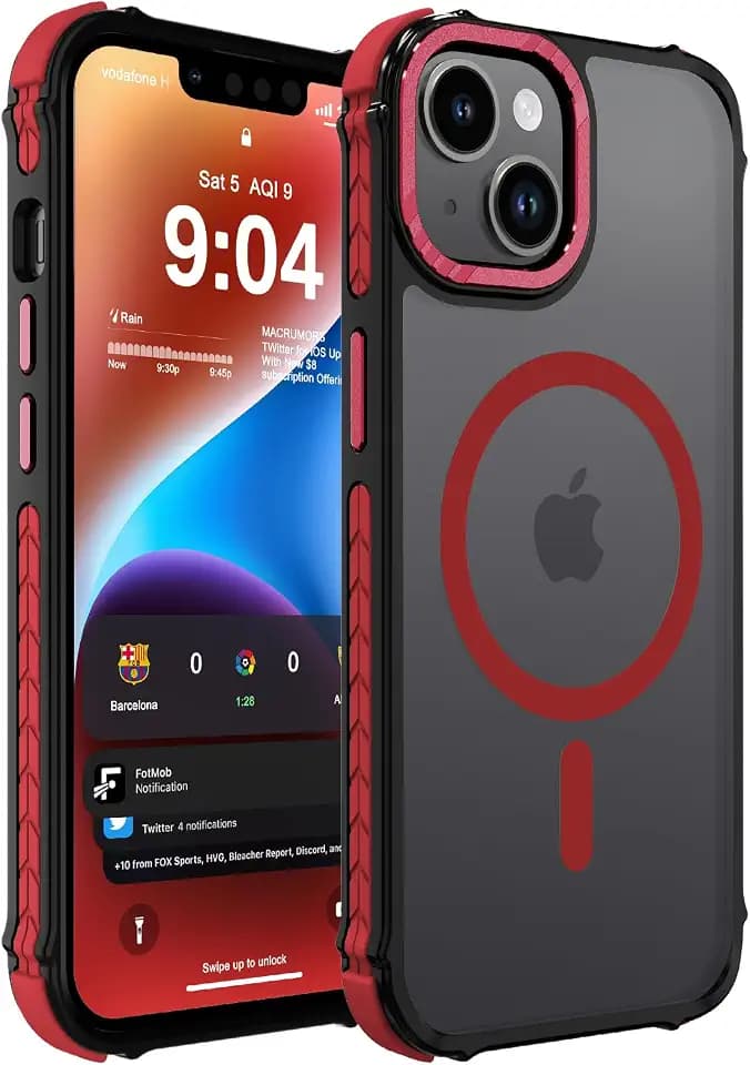 DEERLAMN Strong Magnetic Case for iPhone 15 6.1-Inch, Matte Red