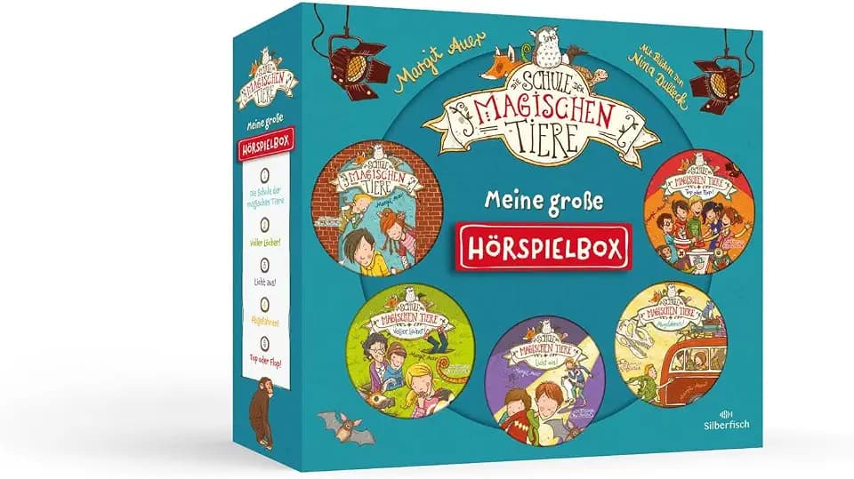 Die Schule der magischen Tiere - Hörspiele: Meine große Hörspielbox: »Die Schule der magischen Tiere - Das Hörspiel«, »Voller Löcher! Das Hörspiel«, ... »Top oder flop! Das Hörspiel«: 5 CDs