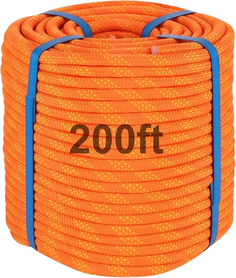200ft 3/8 Inch Climbing Rope, Heavy Duty Arborist Rope(Orange)