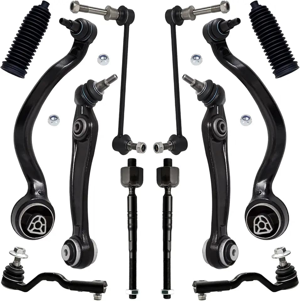 AUQDD 12Pc Front Suspension Kit (W/Adaptive Drive) Fit For 2014-2018 BM-W X5, 15-19 X6, Lower Control Arm w/Ball Joint, Sway Bar Link, Outer Inner Tie Rod End (# K622957 K623280 K750215 ES801292)