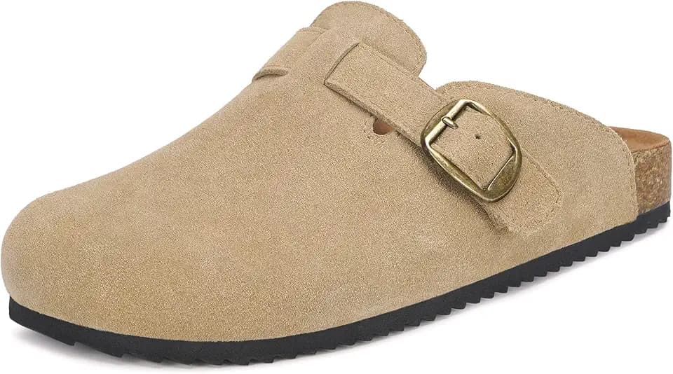 Genuine Suede Clogs Womens Mens Cork Footbed Sandals Potato Shoes