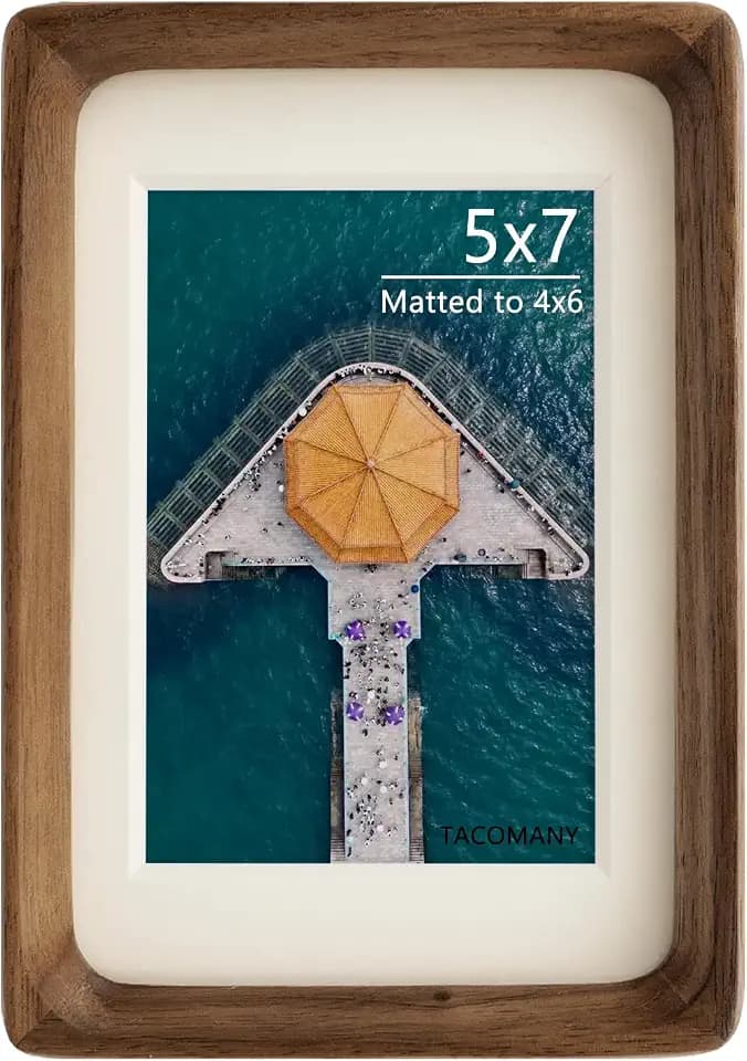 Handcrafted Natural Wood Picture Frame with Mat for Wall and Tabletop display (Walnut, 5x7 matted to 4x6)