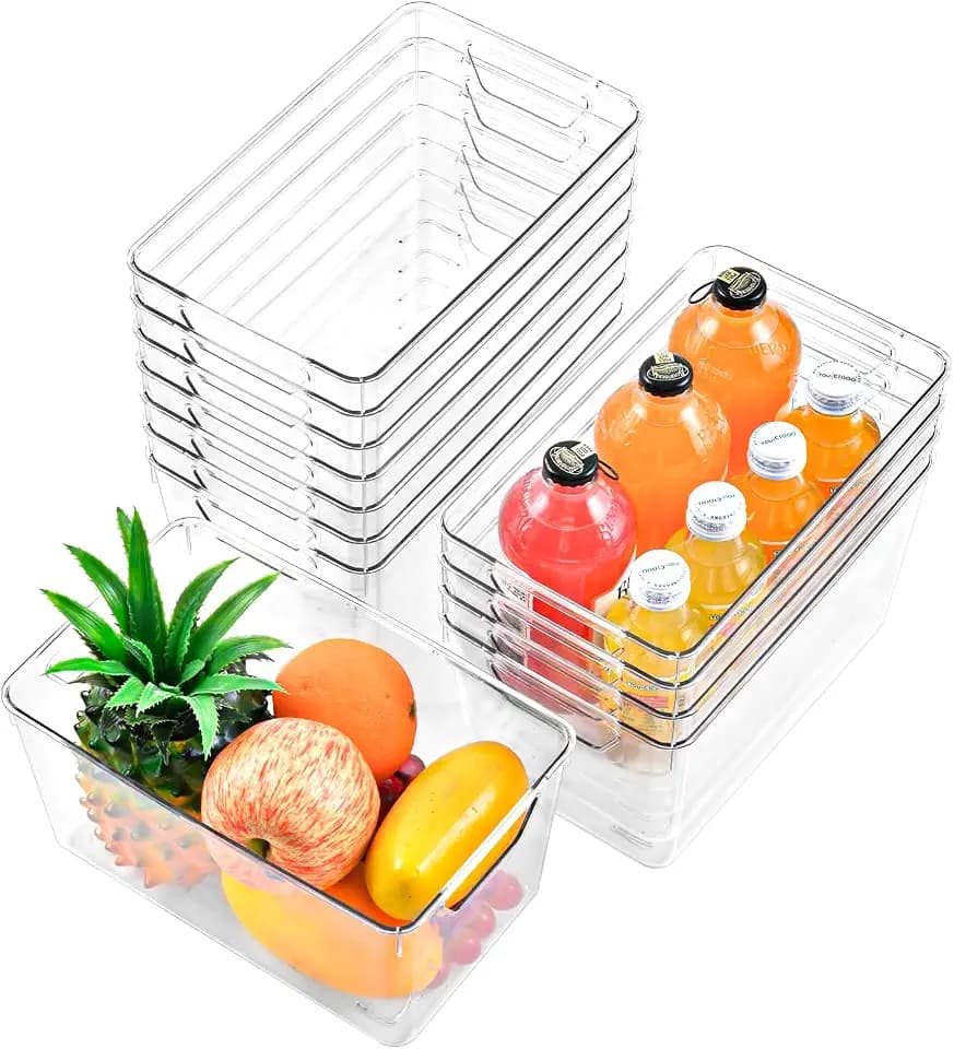 Freebat 12 Pack Pantry Organization and Storage,Clear Plastic Storage Bins