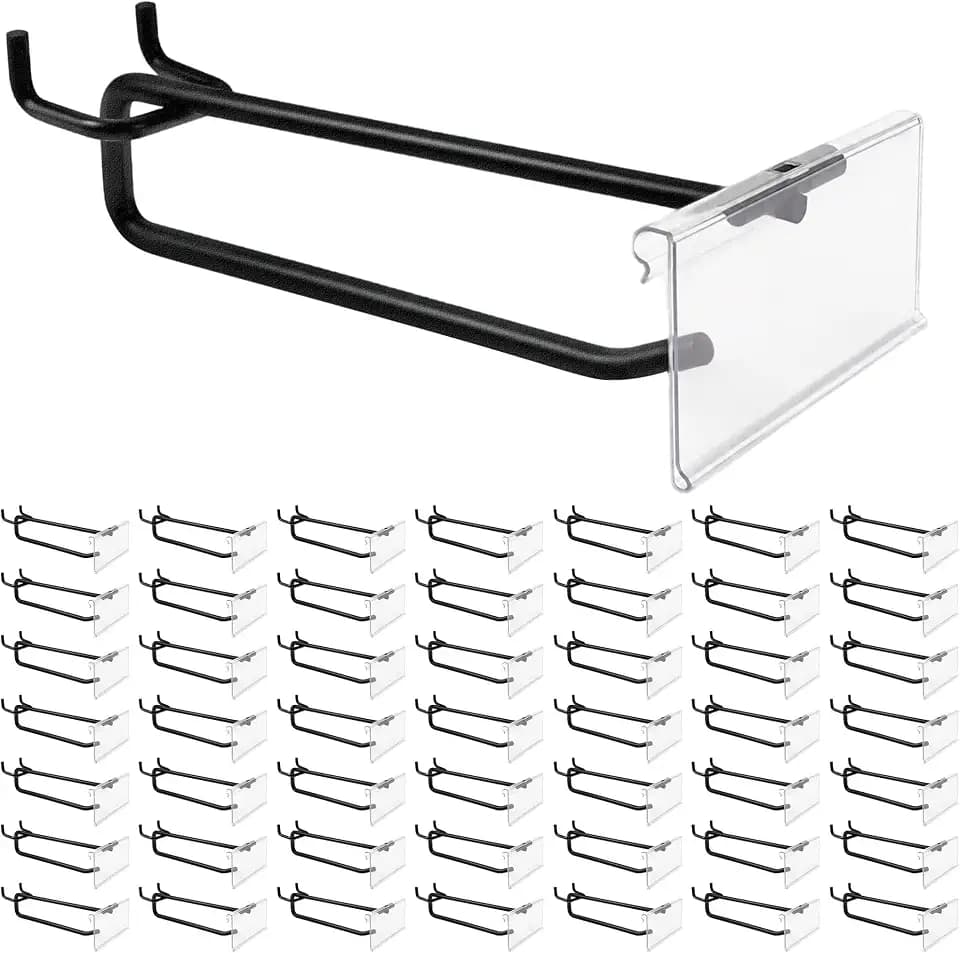 50 Pcs 8 Inch Pegboard Hooks with Label Holder for 1/4 Inch Peg Board