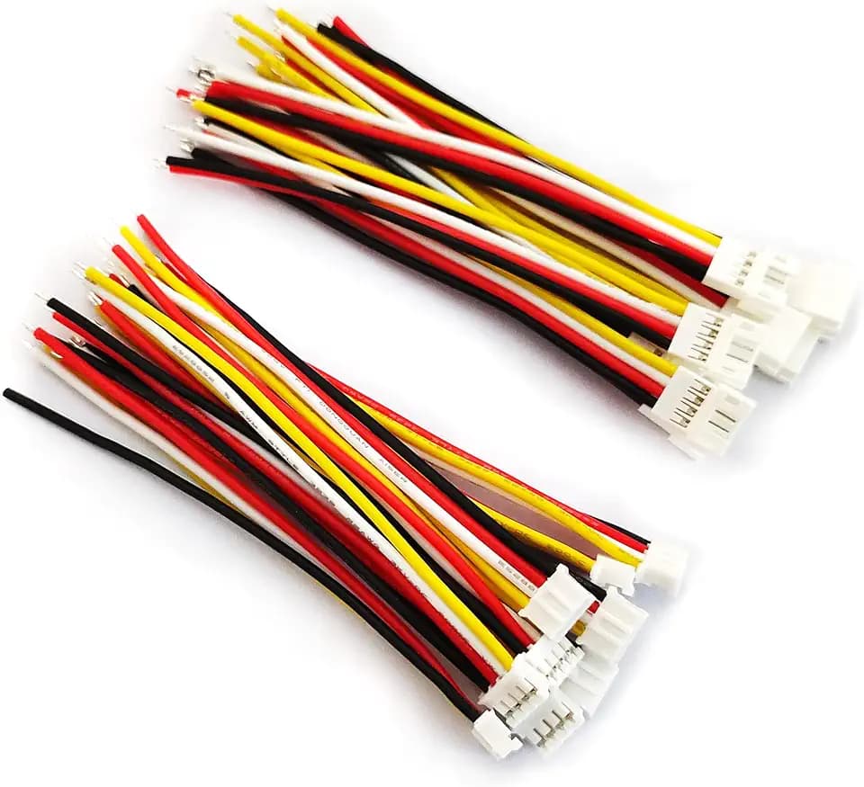 10 Pairs Mini Micro JST PH2.0mm 4Pin Male and Female Connector Plug with 10cm 22 AWG Soft Silicone Cable Wire for LED Light Strip