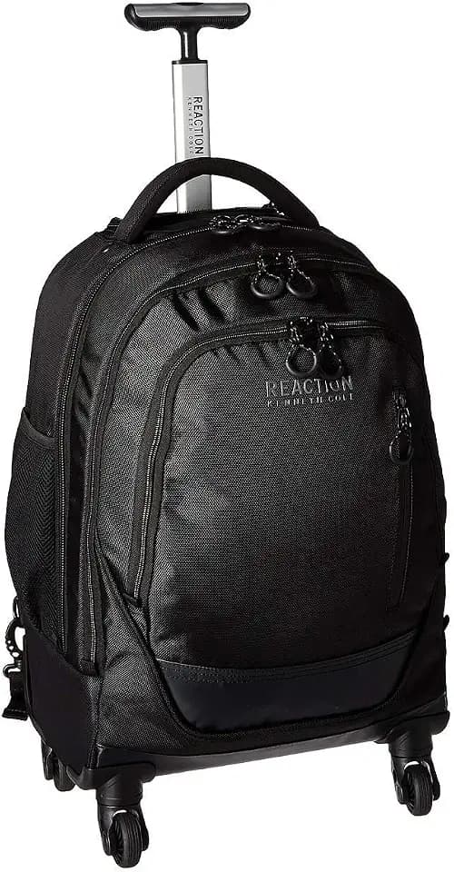 Kenneth Cole REACTION 17" Polyester Dual Compartment 4-Wheel Laptop Backpack, Black