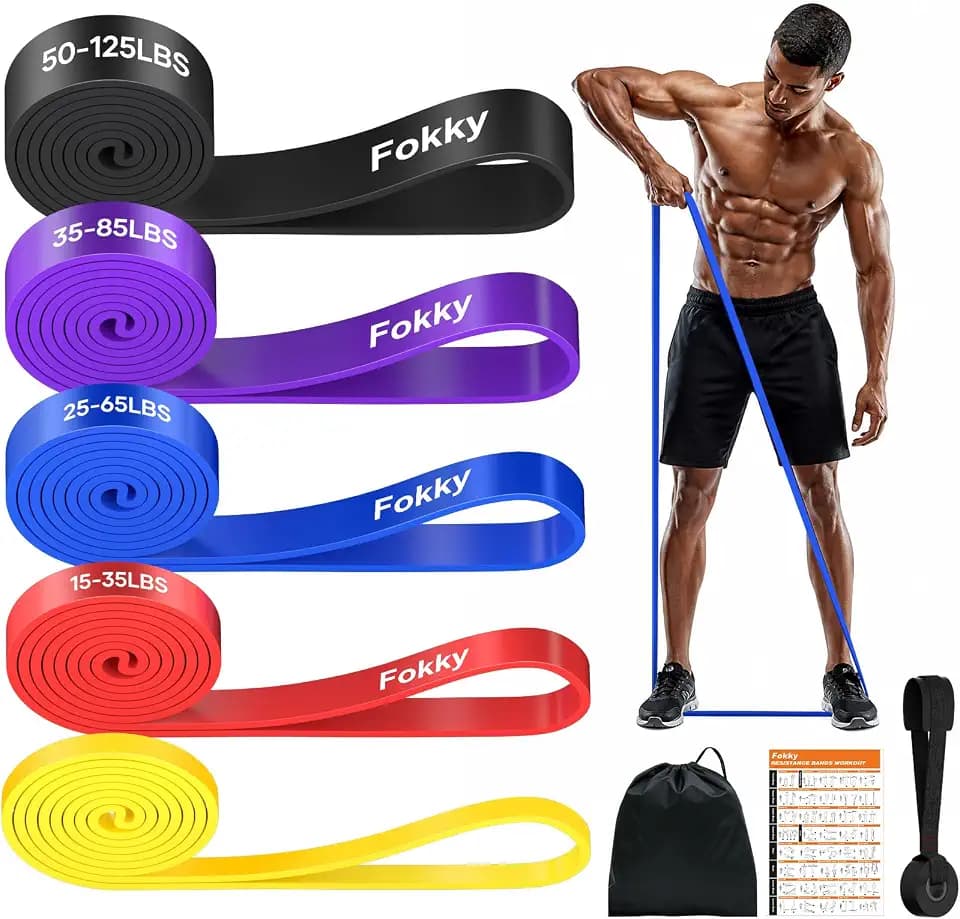 Fokky Fitnessbänder Resistance Bands Set 5 Stufen mit Türanker&Tragebeutel