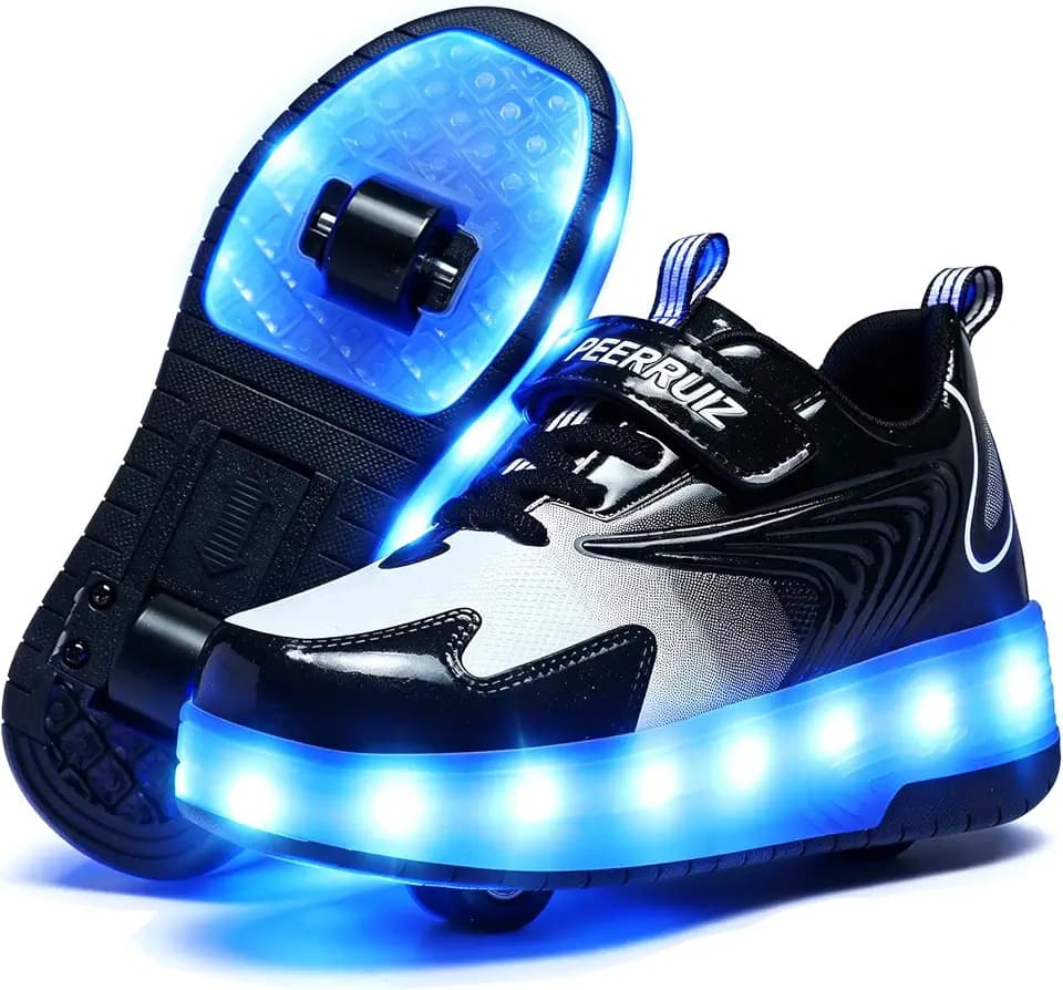 Ehauuo Unisex Roller Shoes Kids Sparkling Wheels Shoes Girls Light up Roller Skates Sneakers Boys Rechargeable Flashing Sneakers for Gift