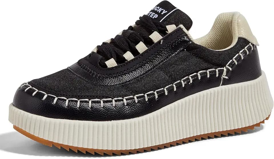 LUCKY STEP Women's Woven Platform Sneakers Tennis