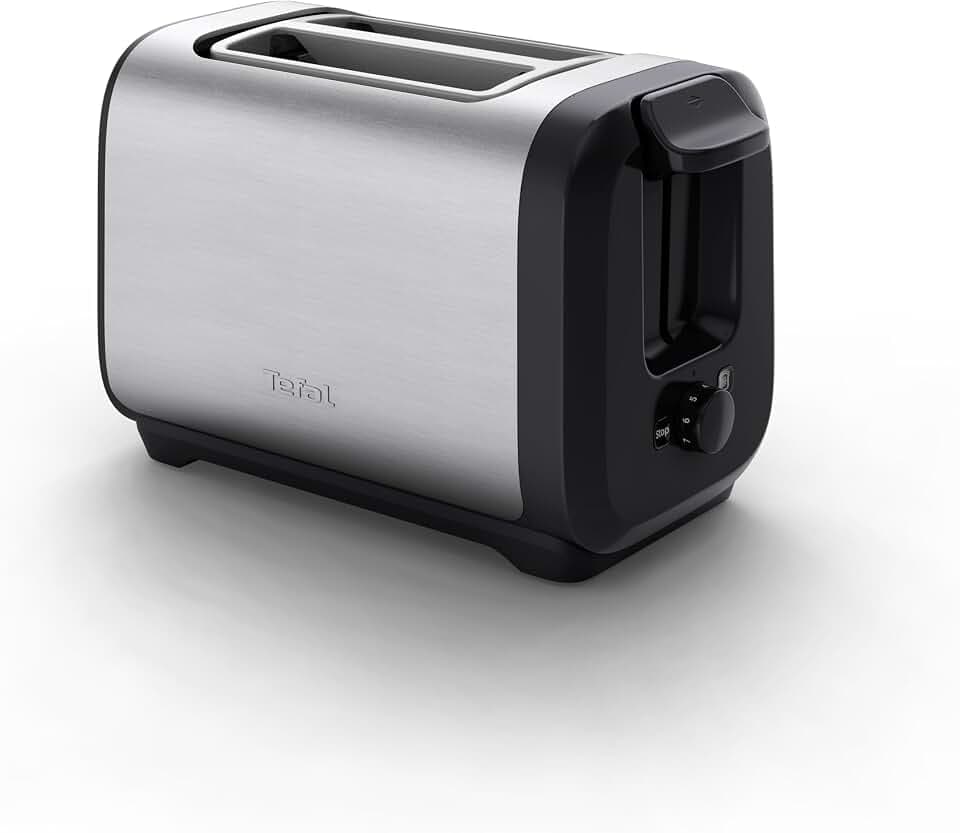 Tefal Subito Doppelschlitz-Toaster, mit Brötchenwärmer, schnelleres Toasten, energiesparend, extra hoher Hebel, 7 Bräunungsstufen, leichte Reinigung, Edelstahl/Schwarz, TT5S1DE0